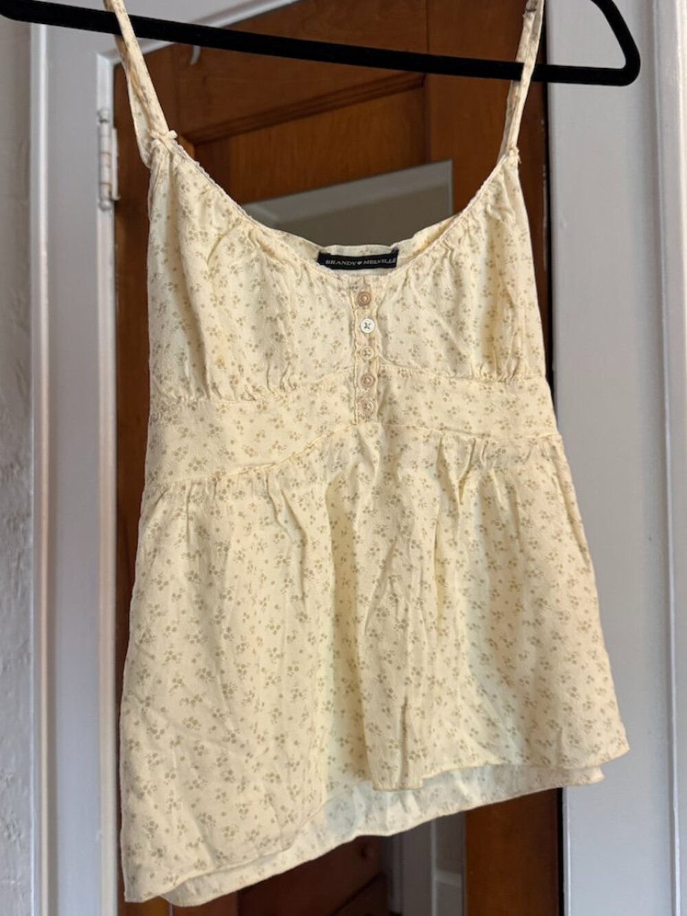 Brandy Melville Floral Babydoll Cami — Cream — One Size — Worn Once